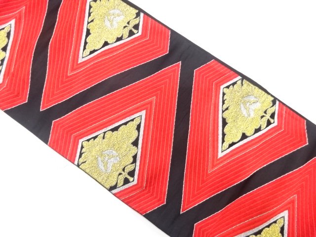JAPANESE KIMONO / ANTIQUE FUKURO OBI / WOVEN FLOWER